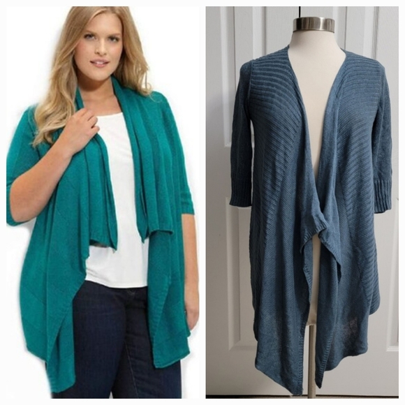Eileen Fisher Sweaters - Eileen Fisher Drape Cardigan, Linen Silk, Blue, Women's Size XS